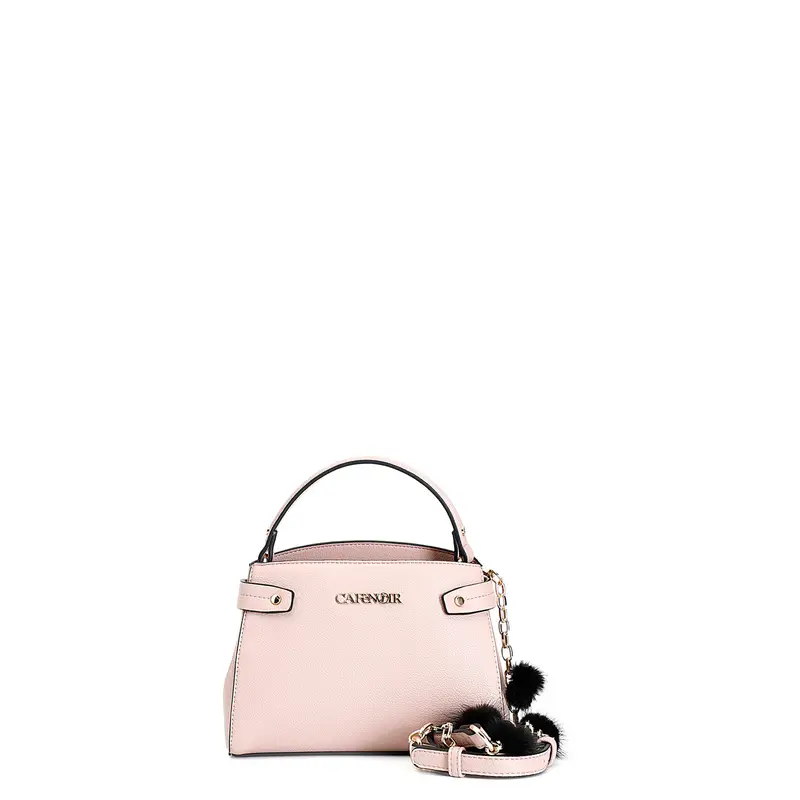 tracolla trapuntata con motivo a rombi e pattina trapuntata con motivo a righe cipria