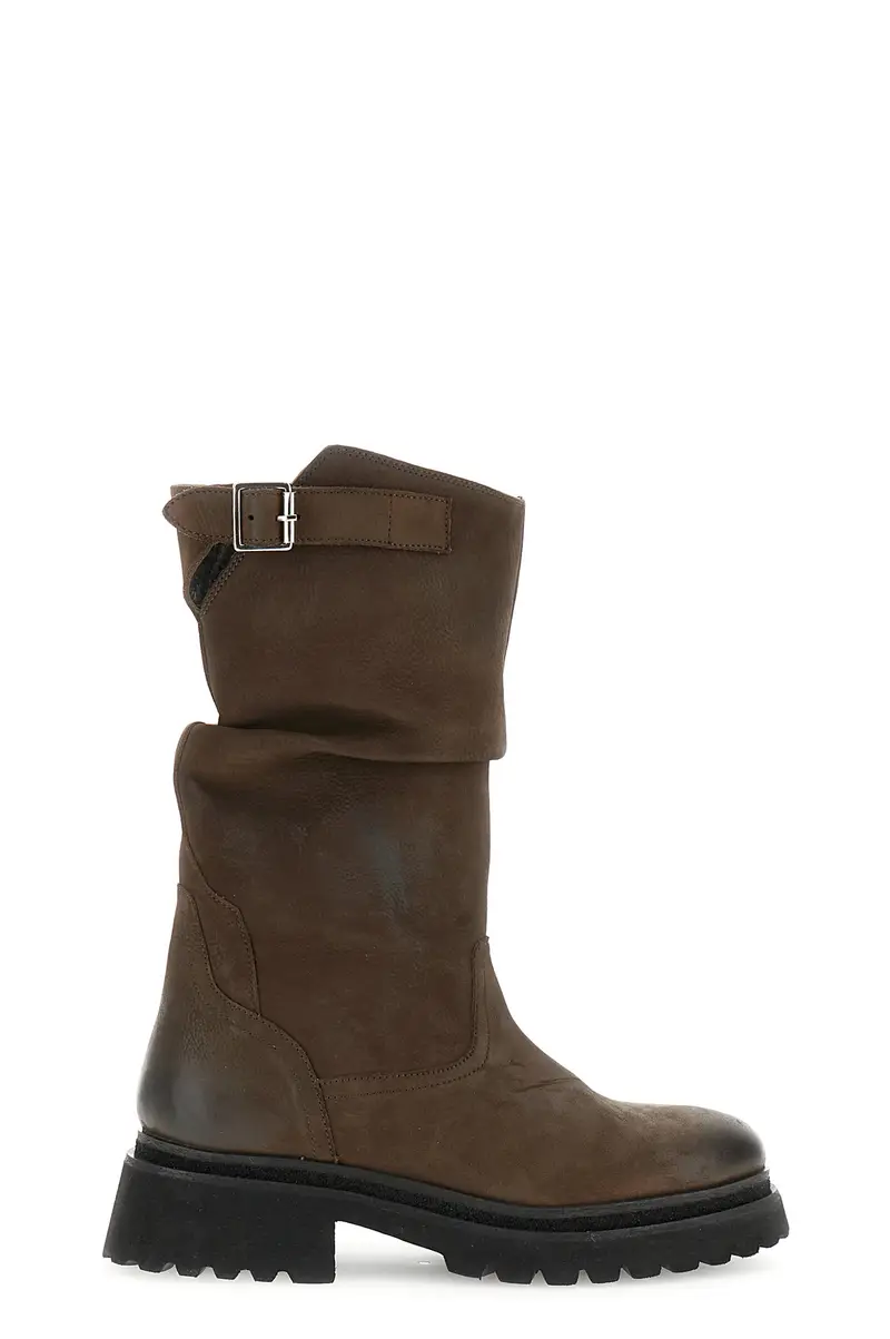 tronchetti a tubo in nabuk con pieghe t moro