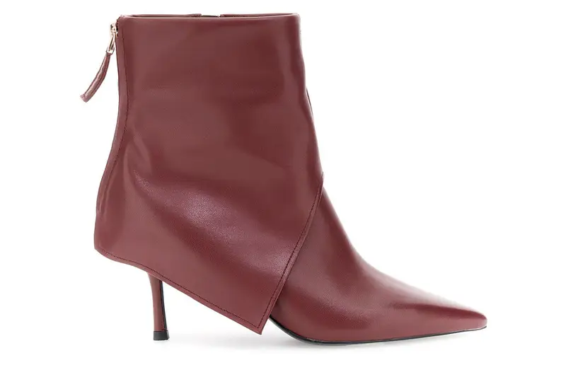 tronchetti con risvolto in pelle bordeaux