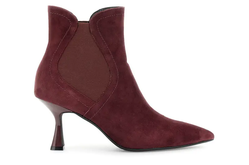 tronchetti in camoscio con elastici asimmetrici bordeaux