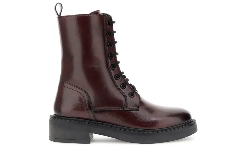 tronchetti in pelle allacciato con cerniera bordeaux