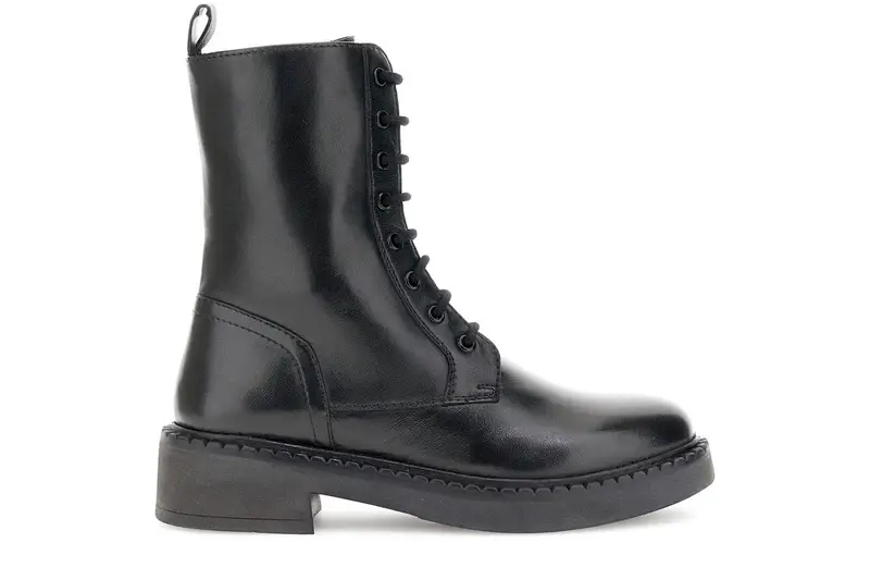 tronchetti in pelle allacciato con cerniera nero