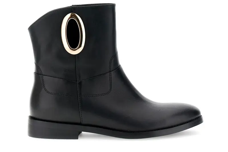 tronchetti in pelle con accessorio dorato nero