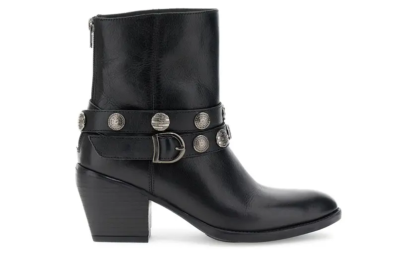 tronchetti in pelle con cavigliera nero