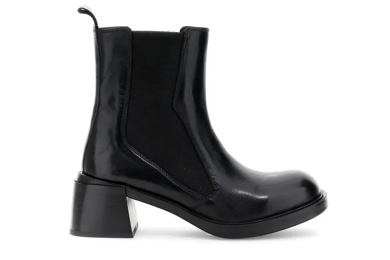 tronchetti in pelle con elastici nero