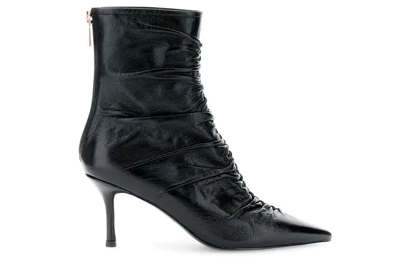 tronchetti in pelle effetto naplak con zip sul retro nero