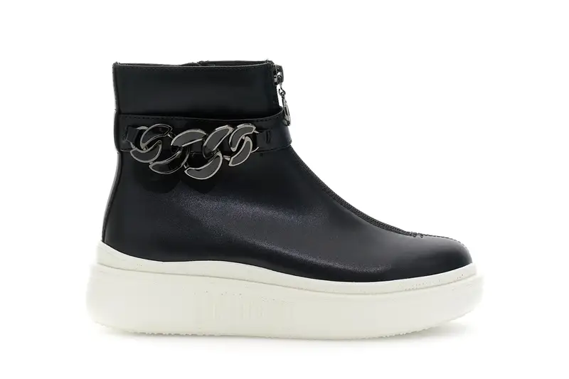 tronchetti in pelle rivestita con accessorio nero