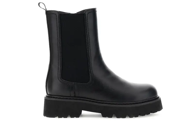 tronchetti in pelle rivestita con elastico e cerniera nero