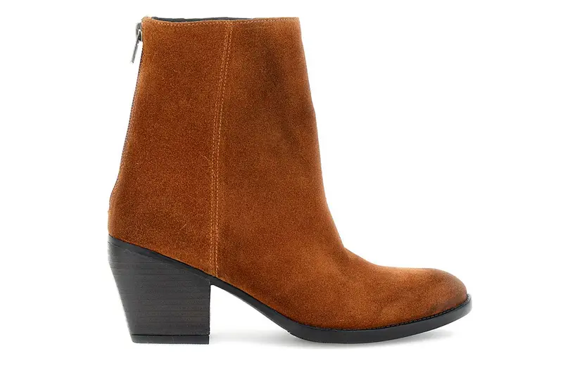 tronchetti in pelle scamosciata con cerniera cuoio