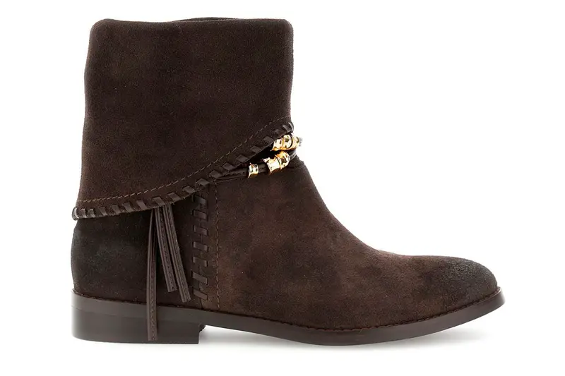 tronchetti in pelle scamosciata con infilatura e cavigliera t moro