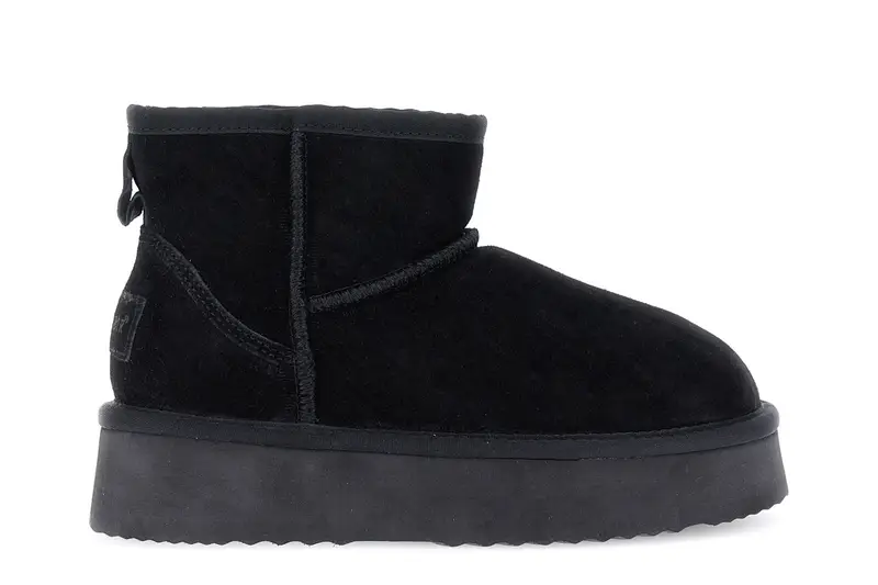 tronchetti in pelle scamosciata con suola alta nero