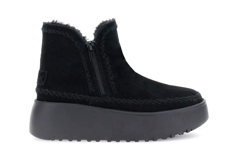 tronchetti in pelle scamosciata doppia zip nero