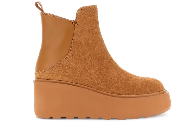 tronchetti in pelle scamosciata e pelle cognac