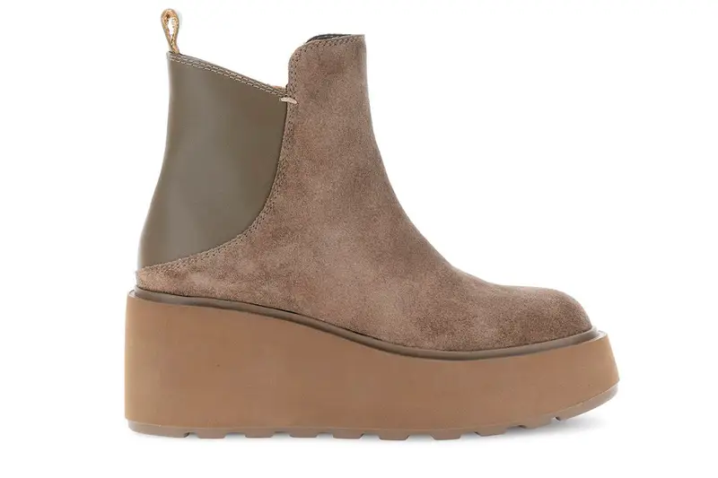 tronchetti in pelle scamosciata e pelle taupe