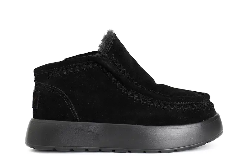 tronchetto basso da donna in pelle scamosciata nero