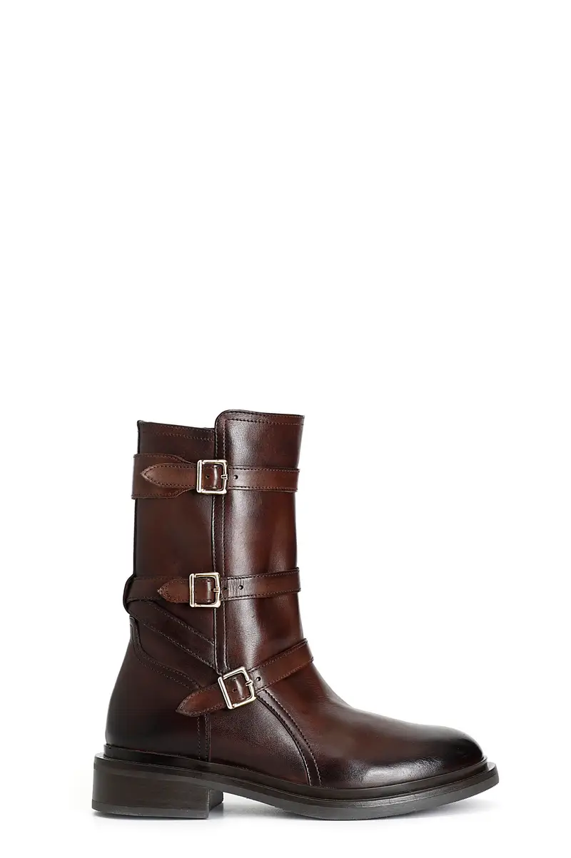 tronchetto da donna 3 fibbie in pelle t moro