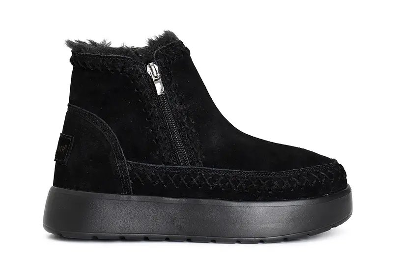 tronchetto da donna con doppia cerniera in pelle scamosciata nero