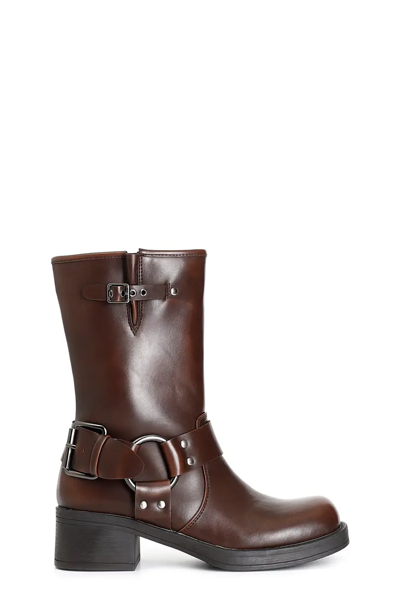 tronchetto da donna con sperone e fibbie t moro