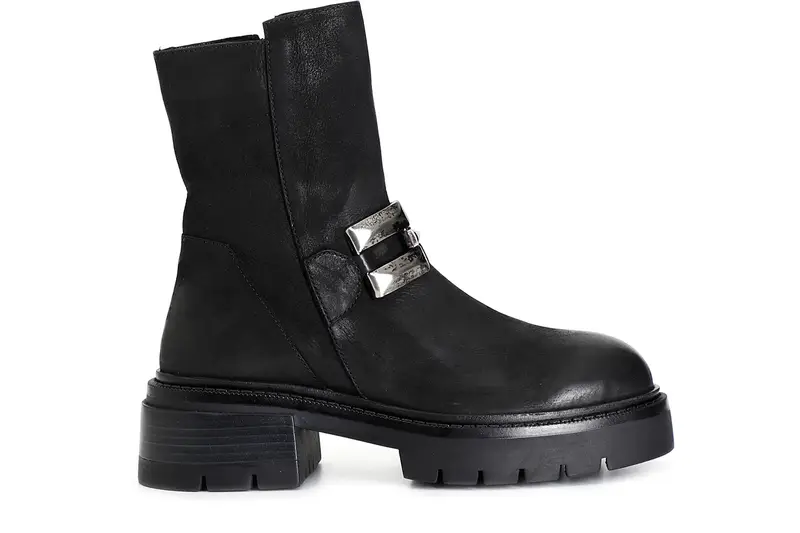 tronchetto da donna in nabuk con morsetto nero