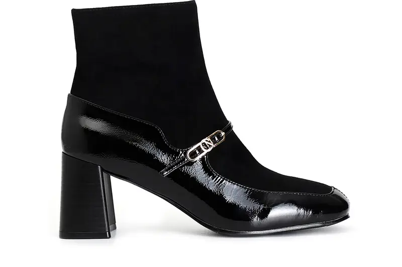 tronchetto da donna in naplak e camoscio con fibbia nero