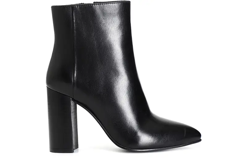 tronchetto da donna in pelle con cerniera nero