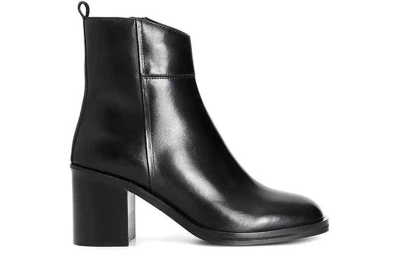 tronchetto da donna in pelle con cerniera nero