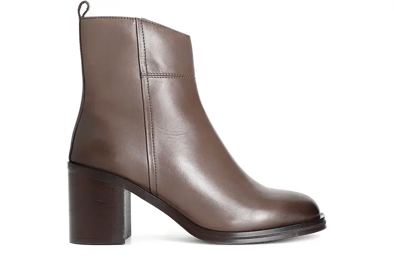 tronchetto da donna in pelle con cerniera taupe