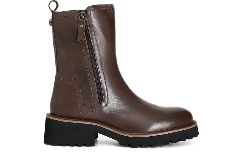 tronchetto da donna in pelle con doppia cerniera tabacco