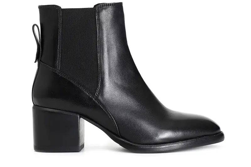 tronchetto da donna in pelle con elastici nero