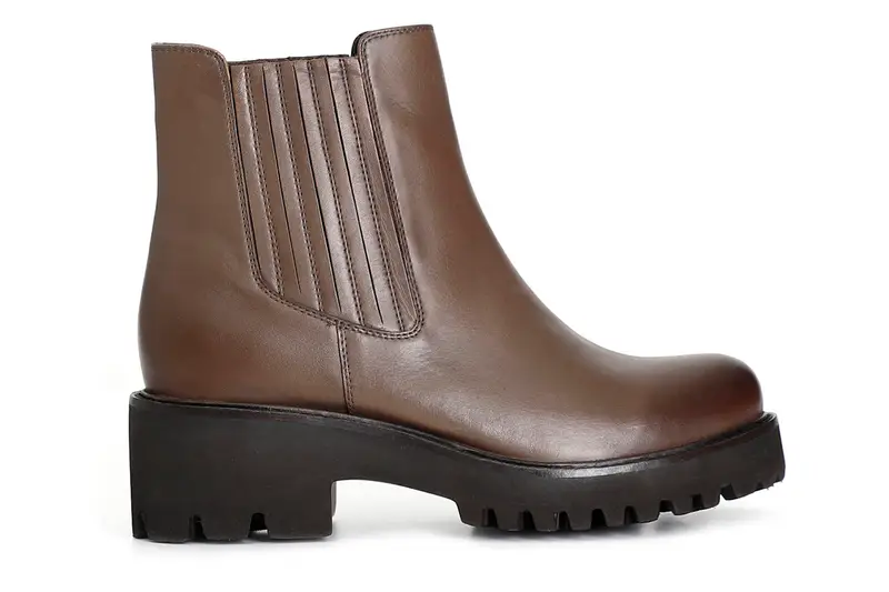 tronchetto da donna in pelle con elastico nascosto taupe