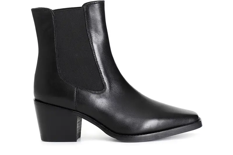 tronchetto da donna in pelle con elastico nero