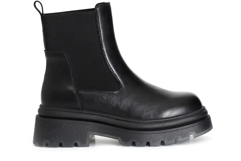 tronchetto da donna in pelle con elastico nero