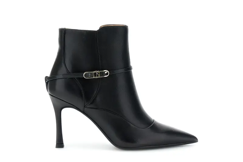 tronchetto da donna in pelle con fibbia nero