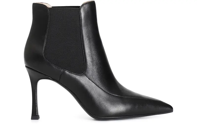 tronchetto da donna in pelle due elastici nero