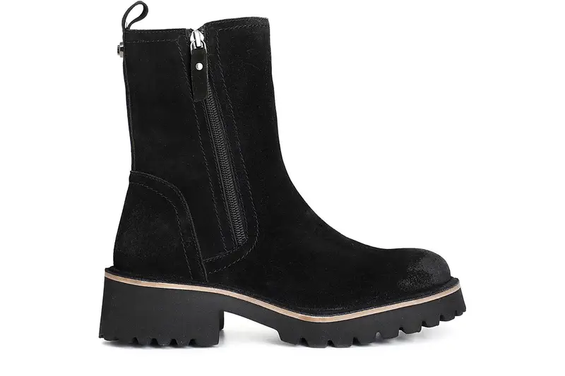 tronchetto da donna in pelle scamosciata con doppia cerniera nero