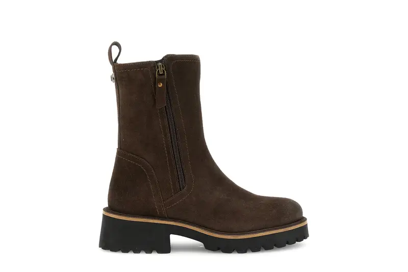 tronchetto da donna in pelle scamosciata con doppia cerniera t moro