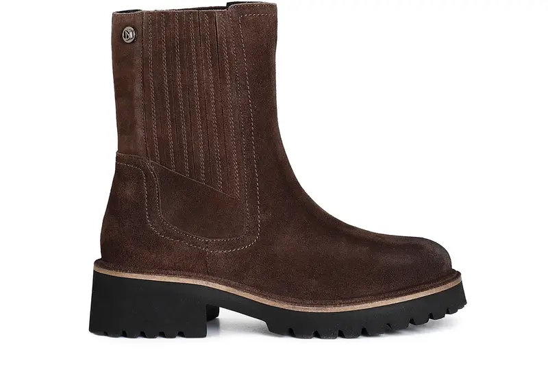 tronchetto da donna in pelle scamosciata con elastici t moro