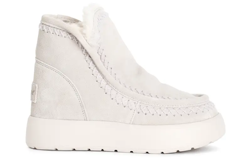 tronchetto da donna in pelle scamosciata ghiaccio