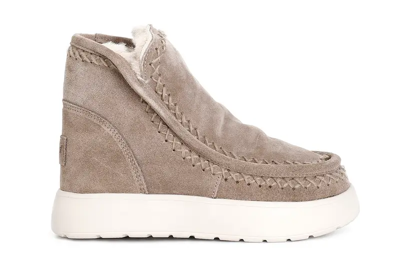 tronchetto da donna in pelle scamosciata taupe