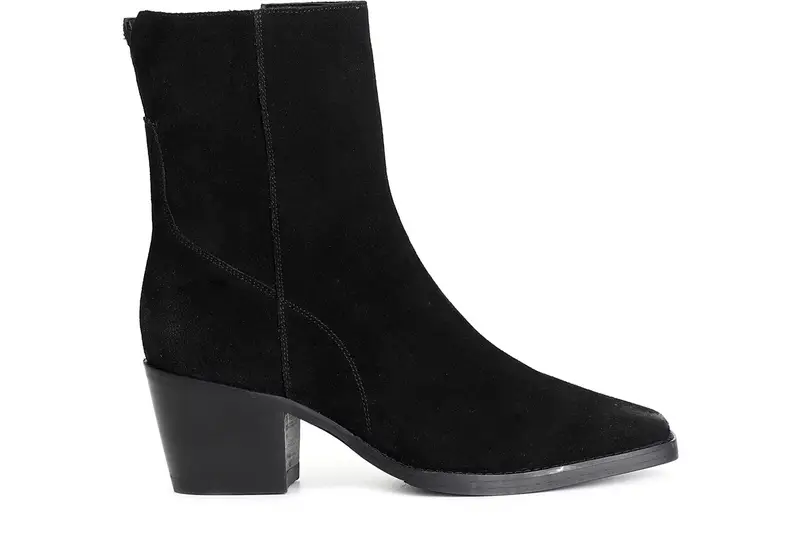 tronchetto da donna liscio in pelle scamosciata nero