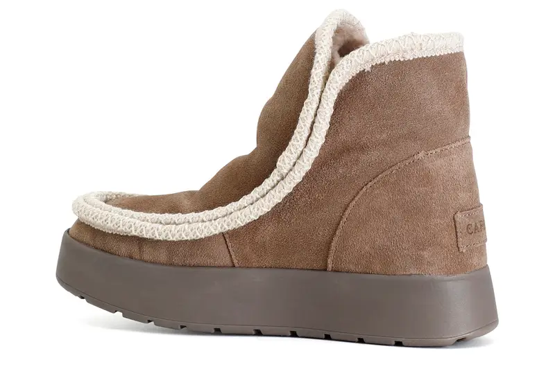 tronchetto donna con bordo mocassino e pelliccia sintetica taupe miniatura 2