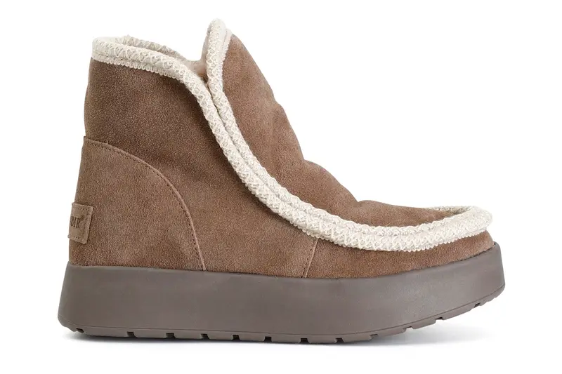 tronchetto donna con bordo mocassino e pelliccia sintetica taupe