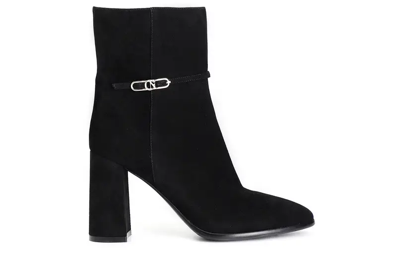 tronchetto in camoscio con cinturino nero