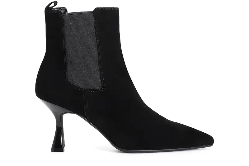 tronchetto in camoscio tacco 70 mm nero