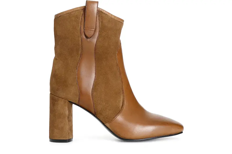 tronchetto in pelle bimateriale cuoio