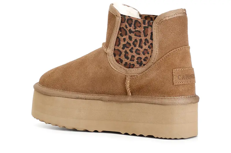 tronchetto in pelle scamosciata con elastico camel miniatura 2