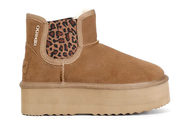 tronchetto in pelle scamosciata con elastico camel