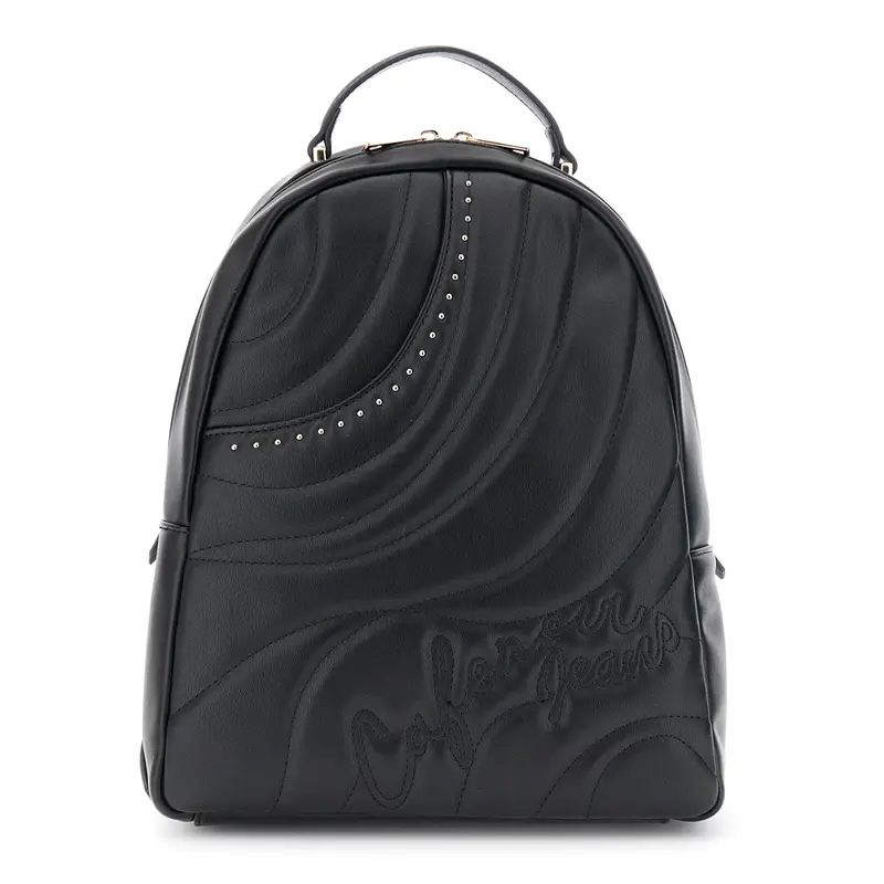 zaino con imbottitura e trapuntatura ad onde nero