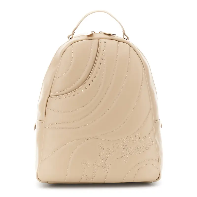 zaino con imbottitura e trapuntatura ad onde nocciola