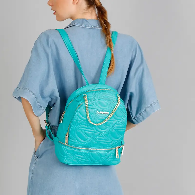 zaino con pattern cafènoir trapuntato all-over acqua marina miniatura 2